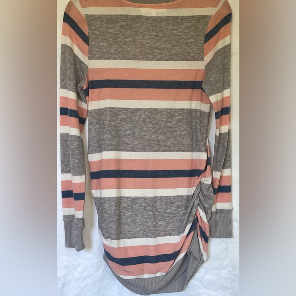 Love Tree Gray and Pink Striped Long Sleeve Top